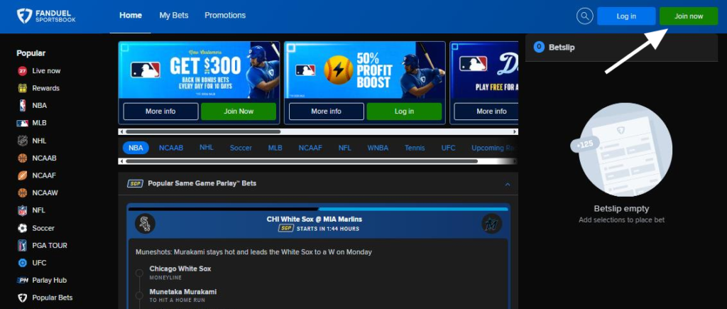 Same Game Parlay on FanDuel